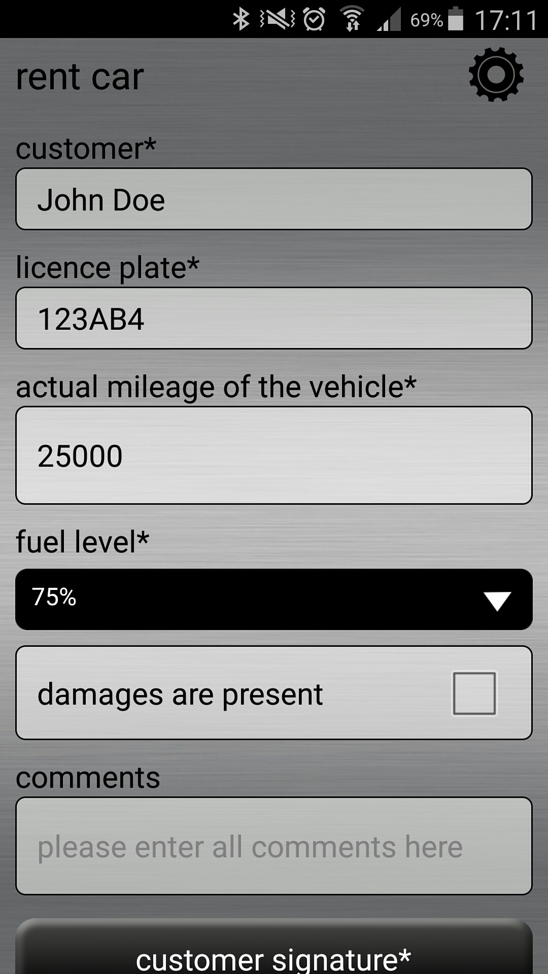 Rental Car Delivery Record car rental processes Android App ginstr